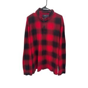 Polo Ralph Lauren 1/4 Zip Pullover Estate Rob Red Black Buffalo Check Size XXL